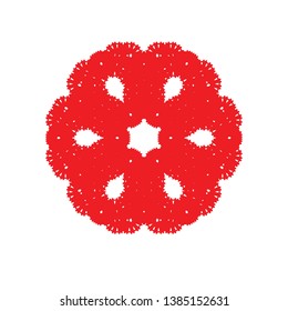 Red Pseudo-Snowflakes on white background. - Vector