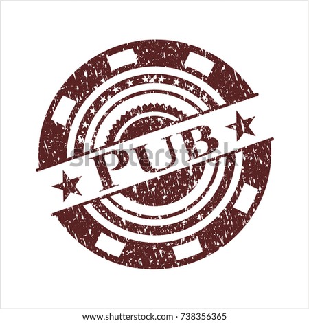 Red Pub distressed rubber grunge seal