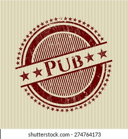 Red pub rubber grunge stamp