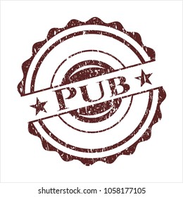    Red Pub rubber seal with grunge texture