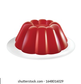 Red pudding in plate. vector
