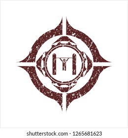 Red pull up icon inside distressed grunge style stamp