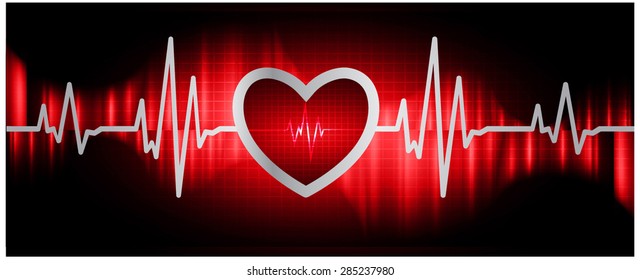 red pulse heart glossy web icon on dark red background. Light Abstract Technology background for computer graphic website and internet. infographics.