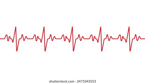 Línea de pulso roja aislada sobre fondo blanco