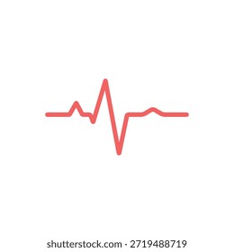 Rote Pulslinie auf weißem Hintergrund. Kardiogramm. Herzrhythmussymbol.