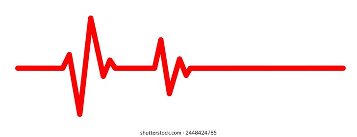 Red pulse line. Vector illustration on white background. Heartbeat, ECG. Health and medicine