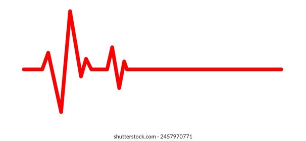 Red pulse line. Vector illustration on white background. Heartbeat, ECG. Health and medicine.	