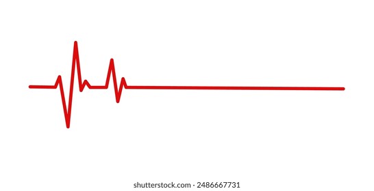 Red pulse line. Vector illustration on white background. Heartbeat, EKG. Health and medicine.
