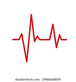 Línea roja del pulso. Ilustración vectorial sobre fondo blanco. Latidos del corazón, electrocardiograma. Salud y medicina.
