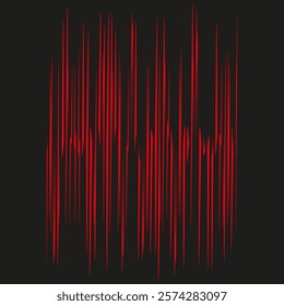 Red pulse lines. Abstract sound wave. Black background vector. Dynamic graphic element.