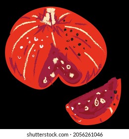 red pumpkin icon on black background
