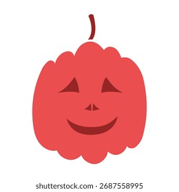La calabaza roja está sonriendo. Halloween y la calabaza.