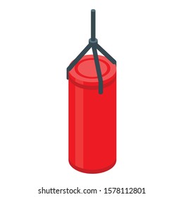 Red punch bag icon. Isometric of red punch bag vector icon for web design isolated on white background