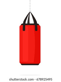 red punching bag for boxing. Vector illustration isolated on white background