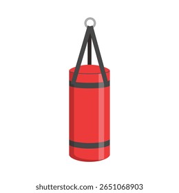 Saco de perfuração vermelho suspende isolado no fundo branco no design de estilo gráfico