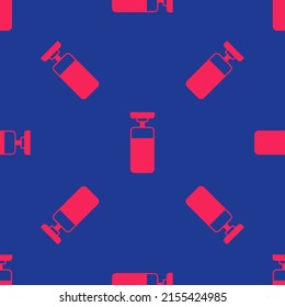 Red Punching bag icon isolated seamless pattern on blue background.  Vector