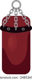 Red punching bag vector. Gym equipment flat illustration.