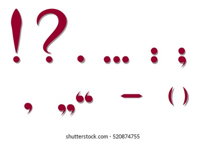 Red punctuation marks. Vector illustration