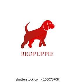 red puppie animal vector logo