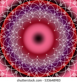 Red and purple background with decorative lace frame, empty space for text, message, other graphic element.