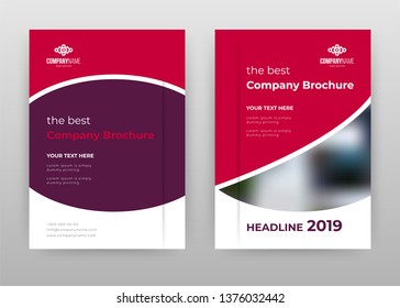 Red purple business annual report brochure flyer design. Multipurpose abstract brochure template, include cover and back pages. Geometric flyer leaflet vector design. Vertical A4 format.