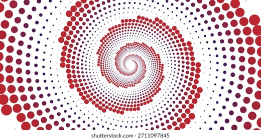roter und violetter Punkt Spirale abstraktes Muster auf weißem Hintergrund