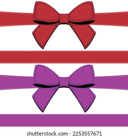 Red and Purple Flat Ribbon Bow Horizontal