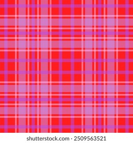Red purple gingham background, seamless vector pattern, design for fabric, wallpaper, textile print.