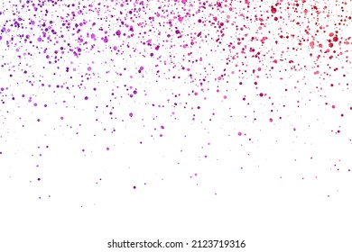 Red purple glitter falling confetti on white background. Vector