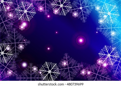 red and purple gradient New Year background. White snowflakes, Vector illustration. Merry Christmas and Happy New year theme. For greeting card, presentation, design