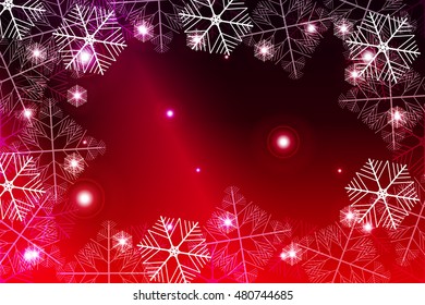 red and purple gradient New Year background. White snowflakes, Vector illustration. Merry Christmas and Happy New year theme. For greeting card, presentation, design