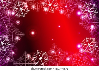 red and purple gradient New Year background. White snowflakes, Vector illustration. Merry Christmas and Happy New year theme. For greeting card, presentation, design