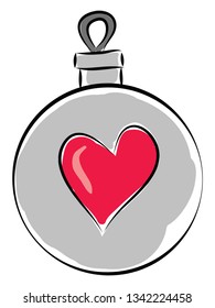 Red & purple hanging Christmas hanging decoration balls known as ornament vector color drawing or illustration 