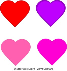 Red and purple heart icon vector set