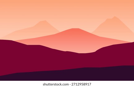 Uma paisagem de montanha vermelha e roxa. A imagem cria uma vista tranquila e cênica