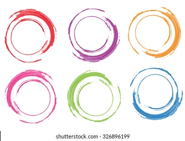 Red, purple, orange, pink, green, blue - Six colored vector rings on the white background