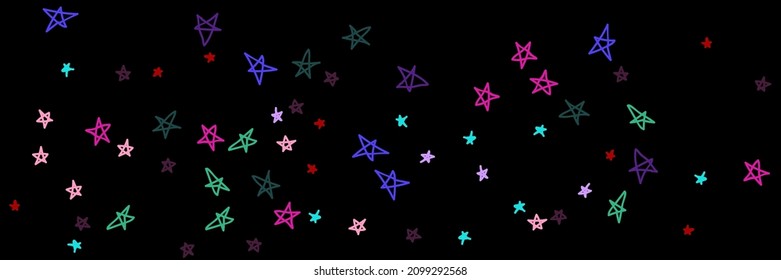 Red Purple Pink Multicolor Night Stars Black Design Pic. Green Violet Lavender Pastel Kids Chaotic Mint Dark Sky Wallpaper. Bordo Naive Bright Colorful Childish Vibrant Vivid Handdrawn Stars.