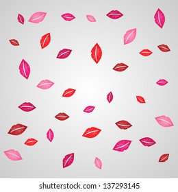 Red, purple and pink vector lips background
