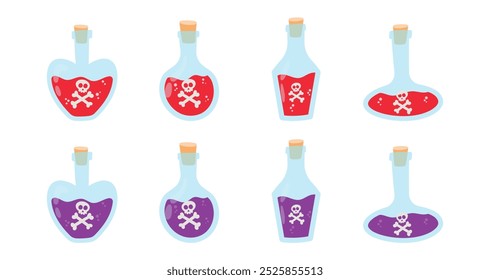 veneno vermelho e roxo na garrafa química