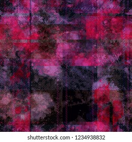 Red and purple seamless texture. Grunge plaid pattern. Abstract vector background for web page, banners backdrop, fabric, home decor, wrapping