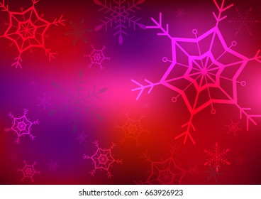 Red and purple snowflake vector background