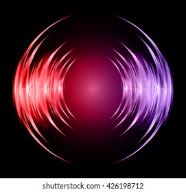 Red purple Sound waves oscillating