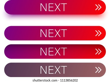 Red and purple spectrum next web buttons with arrow isolated on white background. Vector illustration.