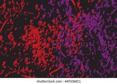 Red and purple splashes of colors on a black background abstract