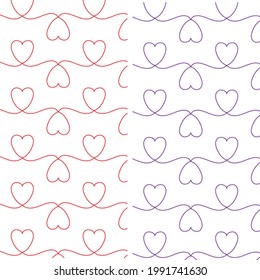 Red and Purple String Hearts