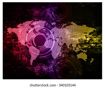 red purple yellow Light Abstract Technology background for computer graphic website internet and business. circuit. vector illustration. infographics. motion move blur.neon. pixel. World Map, Global