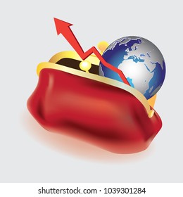 bolso rojo con globo y gráfico