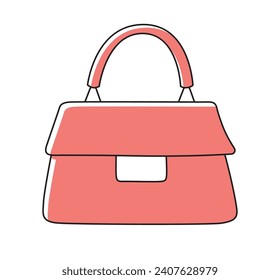 Red purse handbag or clutch bag isolated vector illustration