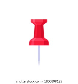 Anclaje de empuje rojo. Icono de miniimagen plana. Colección de material escolar y de oficina. Ilustración del vector aislada en el fondo 