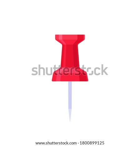 Red push pin. Flat thumbtack icon. School and office supplies collection. Vector illustration isolated on background 